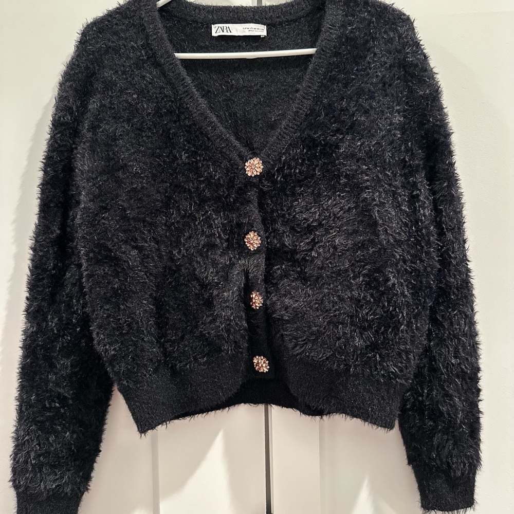 Zara Black Fuzzy Knitwear